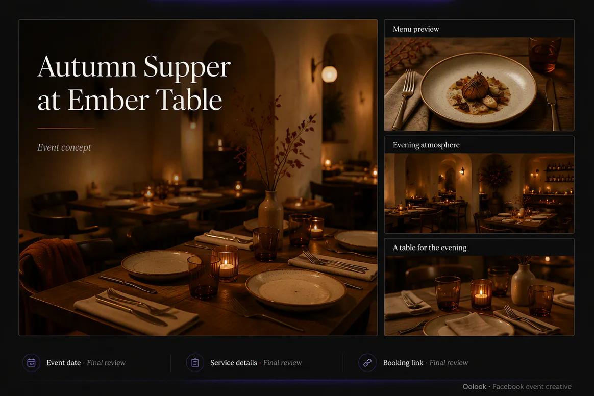 Oolook displaying a Facebook restaurant event campaign