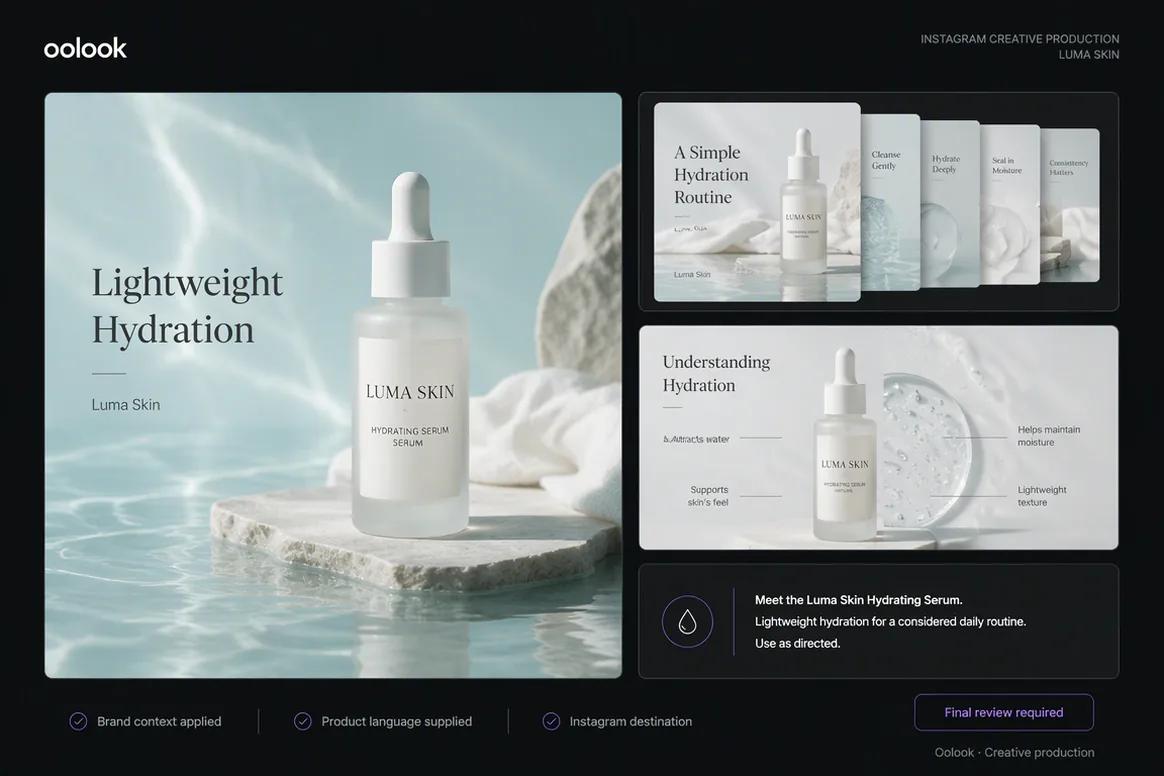 Oolook image and carousel workflow for Instagram marketing