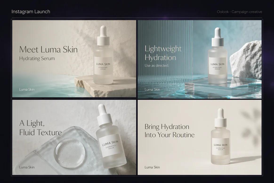 Oolook displaying a coordinated Instagram beauty product launch
