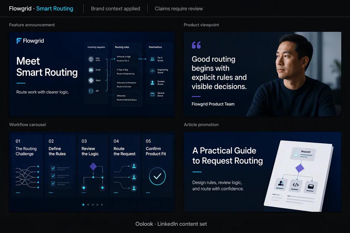 LinkedIn carousel and supporting visual generation in Oolook