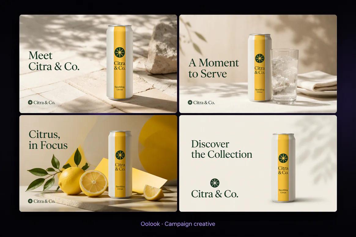Social captions and creative assets prepared in an Oolook brand workspace