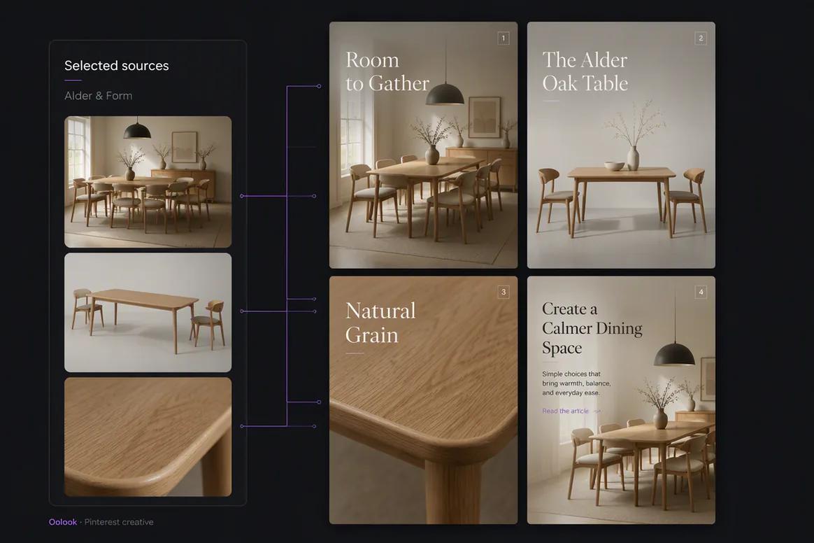 Pinterest visual content and marketing images created in Oolook
