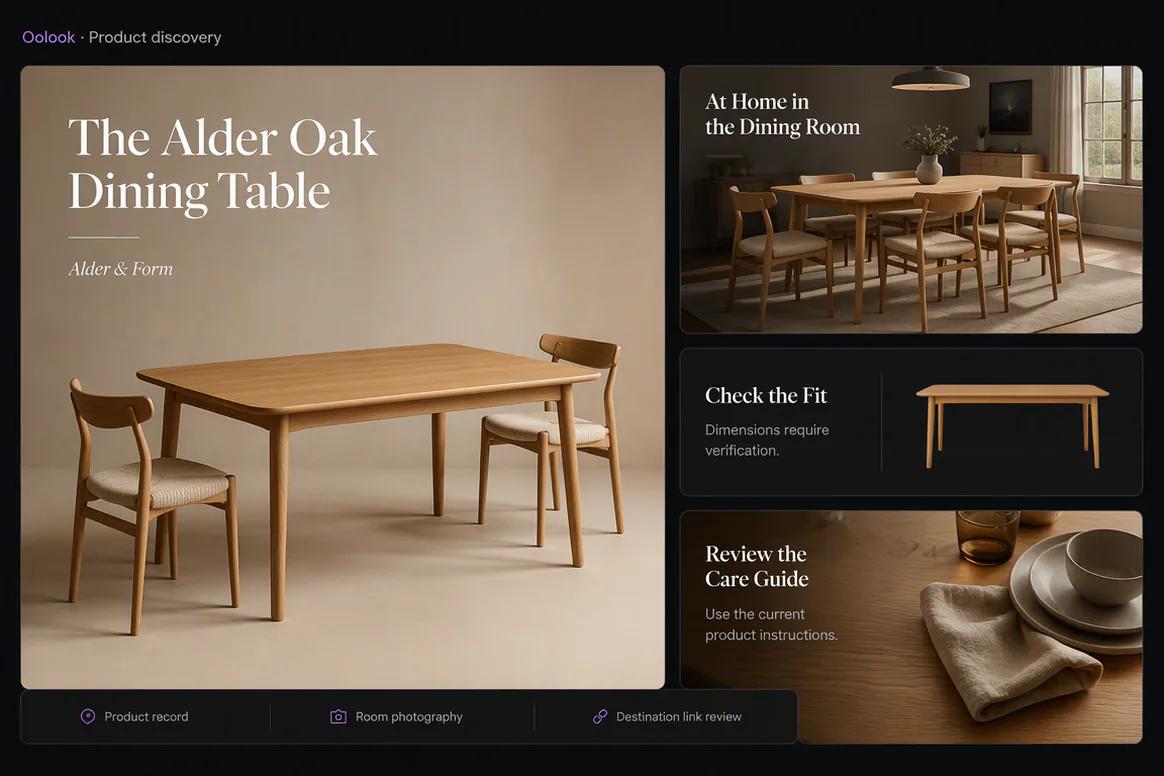 Oolook displaying a Pinterest furniture product discovery campaign