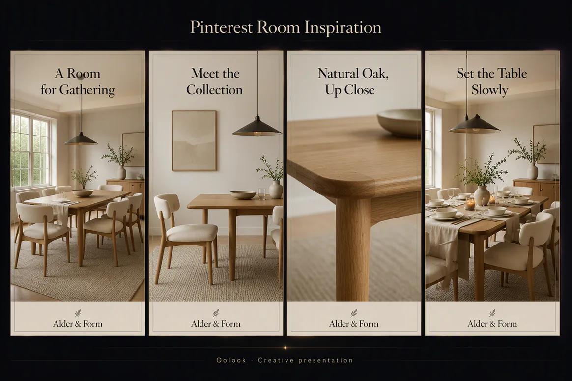Oolook displaying a Pinterest room inspiration campaign