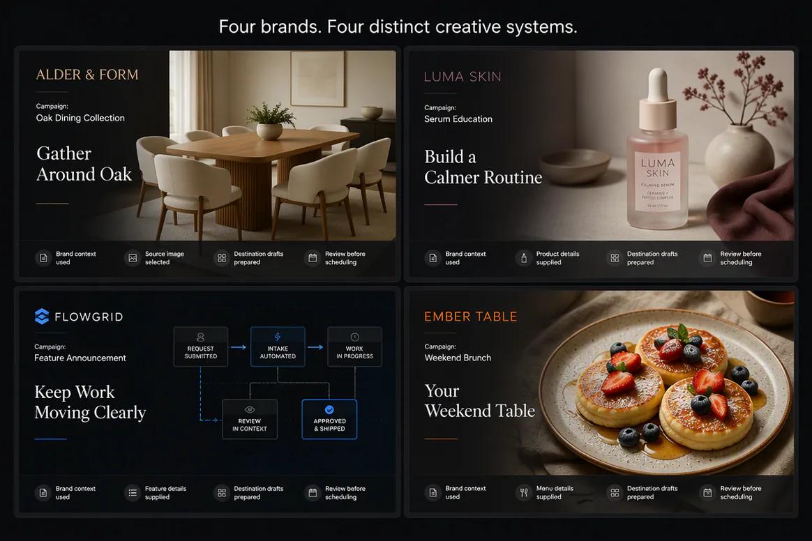 Oolook displaying campaigns for four separate brands