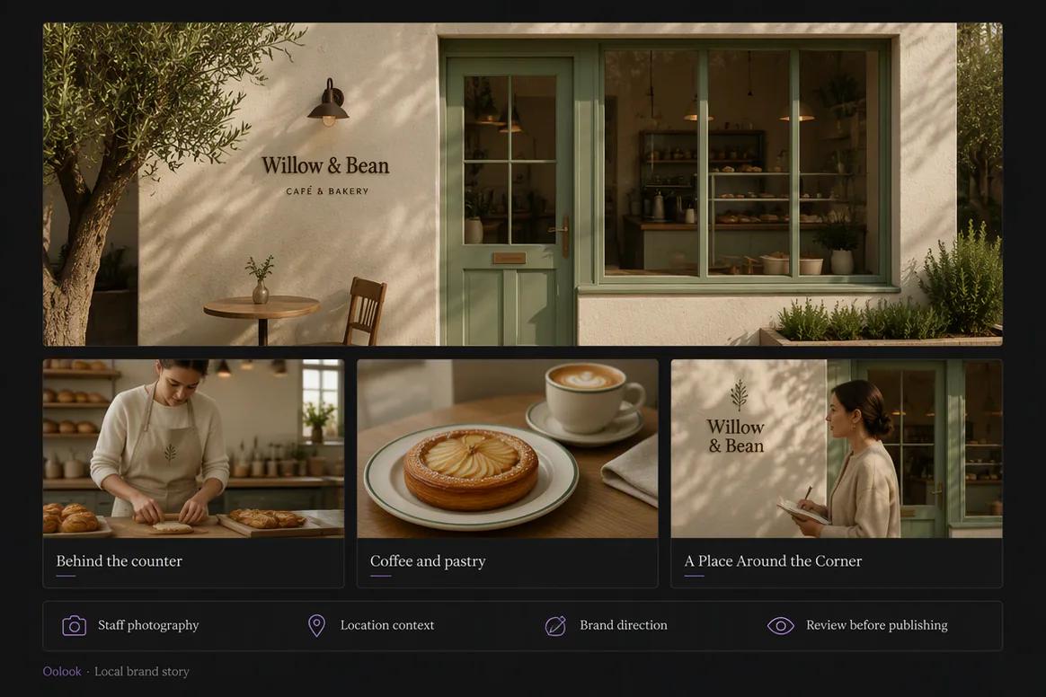 Oolook displaying a local small-business brand story