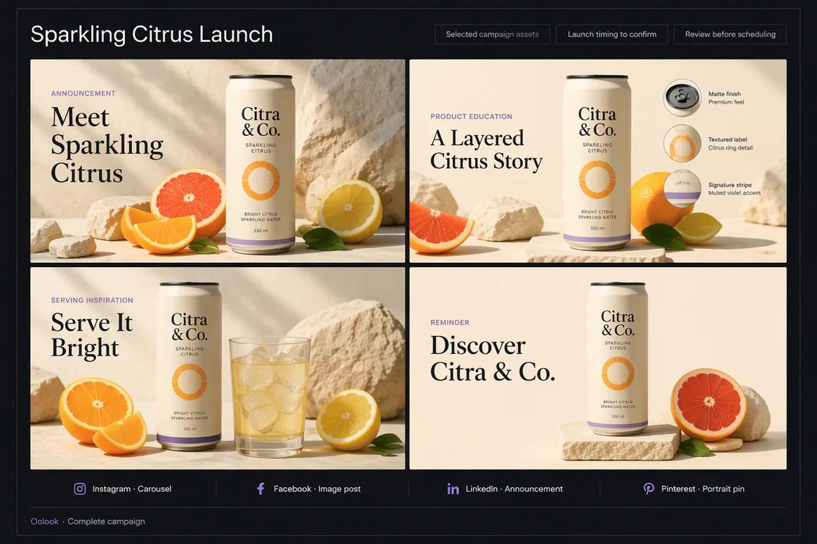 Oolook displaying the complete cross-platform social campaign