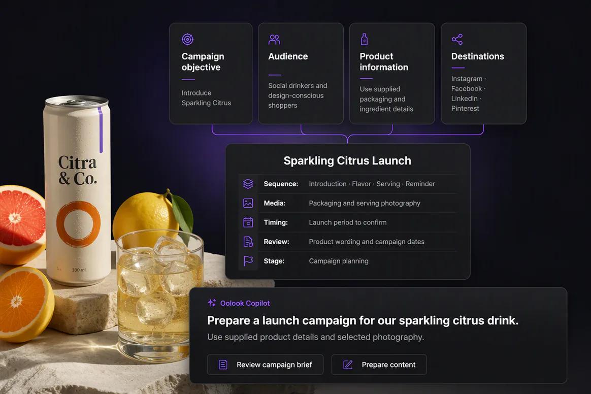 Social media campaign sequence planned inside Oolook