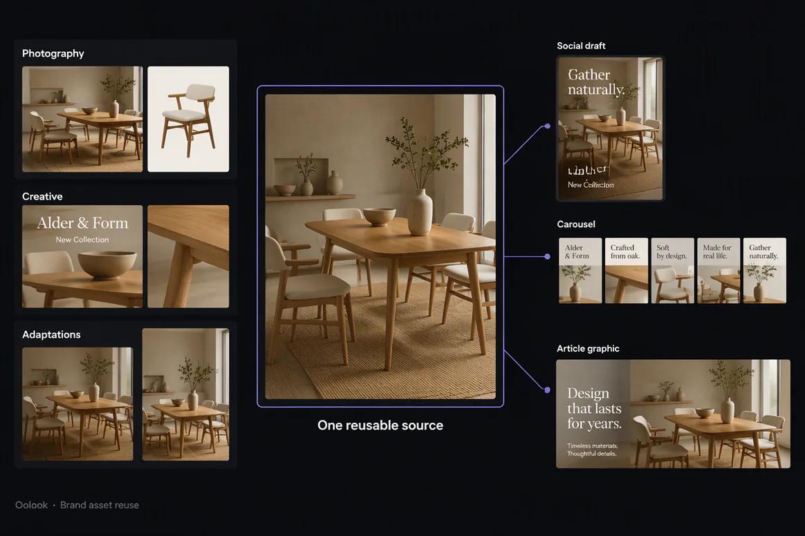 Oolook displaying a brand-specific campaign asset system
