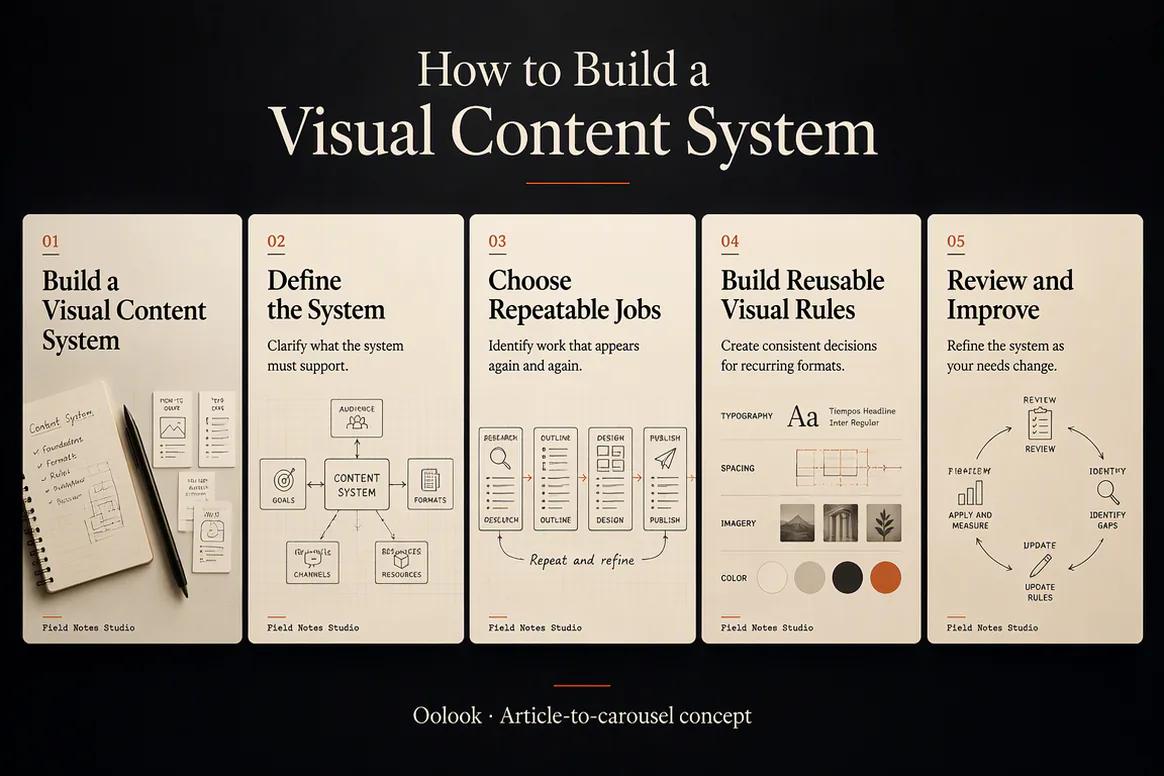 Oolook displaying an article converted into a social carousel