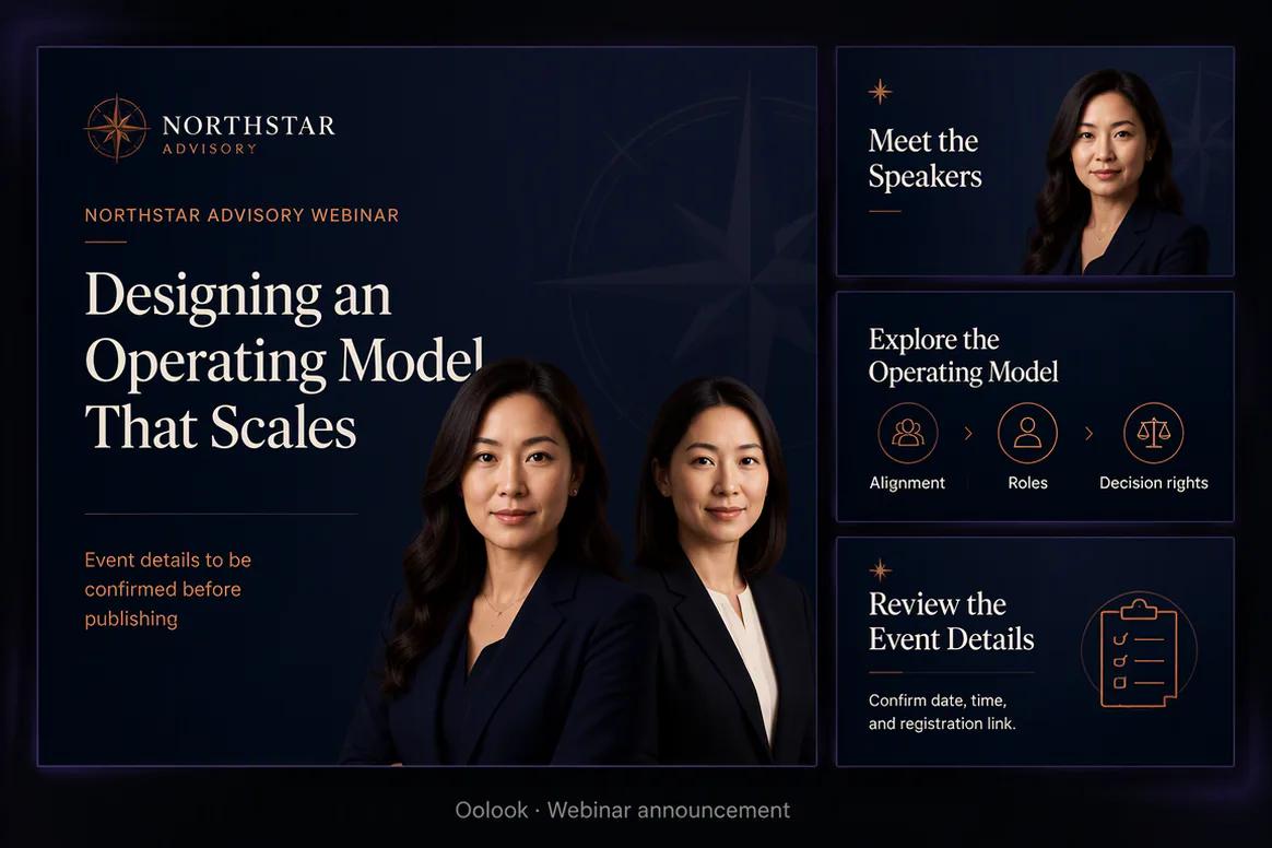 Oolook displaying a completed webinar announcement