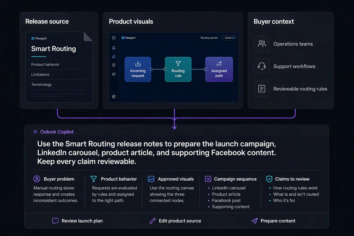 Oolook displaying an in-house product launch campaign