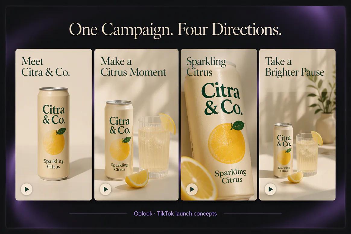 Oolook displaying a coordinated TikTok beverage launch sequence